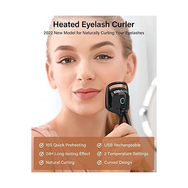 Heated Eyelash Curler,WUMINGLU Electric Eyelash Curlers with Comb,USB