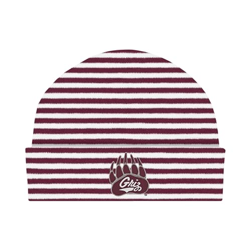 Striped Knit Cap - Montana Grizzlies, Maroon/White, Newborn 0-3 Mos