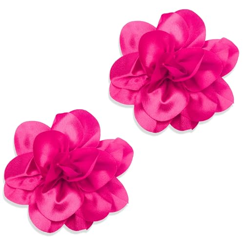 Image of 2Pack 6inch Extra Large Satin Brooches Lapel Pins Dainty Elegant Fabric Camellia Rose Flower Brooch Pin for Women Wedding Part Dance Clothes Accessories Jewelry