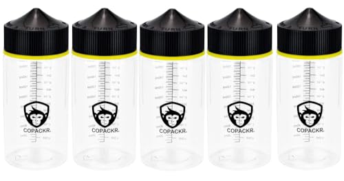Chubby Gorilla 200ml mit Messskala Copackr V3 Pet Unicorn Leerflasche + schwarzer Deckel - 5er Set