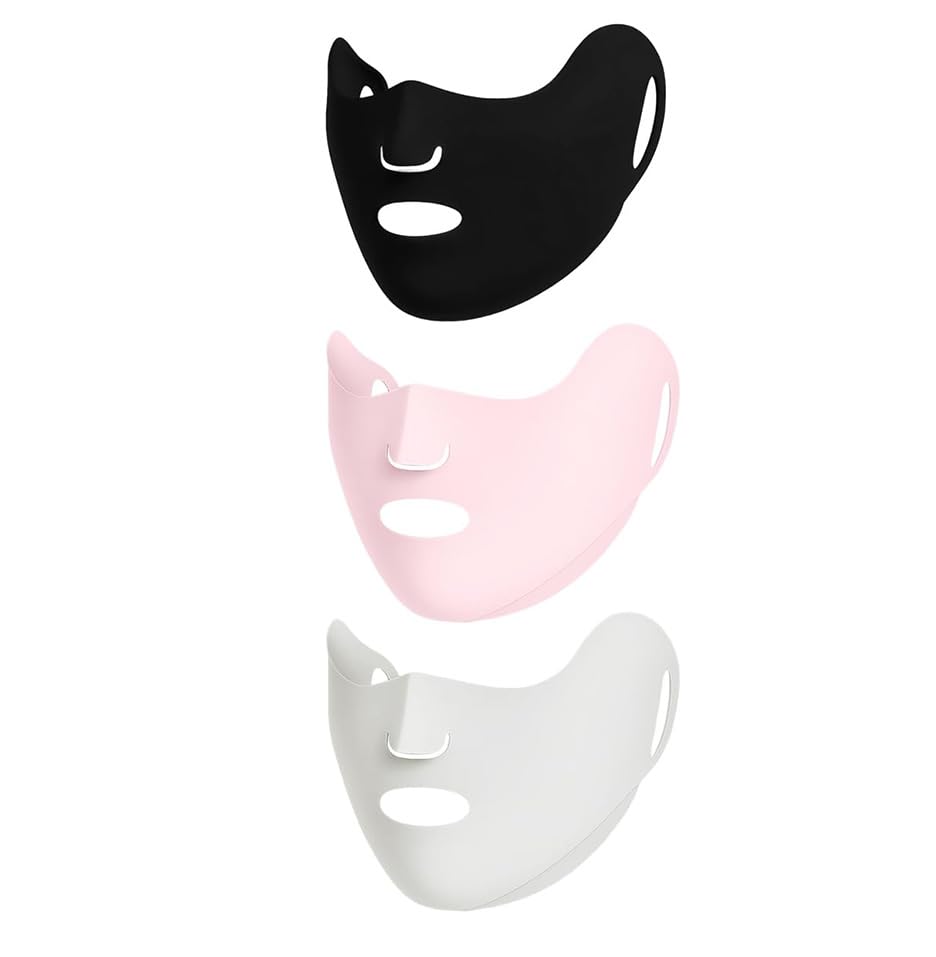 Image of SANNIDHI UV Mask Sun Protection Mask for Women 3Pcs UPF 50+ Breathable Ice Silk UV Protection Masks with Nose & Mouth Open Cut, Traceless Ear Loop Design (Black+Pink+Light Grey)