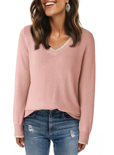 Image of Dokotoo Women's Wool Blend Crew Neck Casual Fall Sweaters Knit Tops | Lightweight,Long Sleeve,Fall Outftis,Dressy,Ribbed Hem,Business Casual Tops,Comfy Knit,Pullover,Basic Classic,Layer Clothes