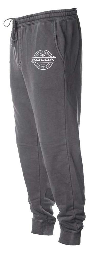 Koloa Surf Company Mens Thruster Logo Pigment Dyed Fleece Sweatpants-L-PgmtBlack/w