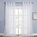 PONY DANCE Voile Gardinen Weiss Halbtransparent - 2 Stücke Vorhänge Wohnzimmer Leinenoptik Vorhang Halbtransparent Gardinenschals mit Ösen, H 245 x B 140 cm, Weiß