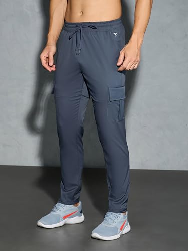 Image of TECHNOSPORT Men's Regular Fit Mid Rise Polyester Solid Cargos for Activewear, Regular Use and Quick Dry