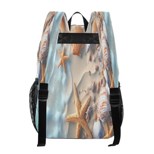 Seashell Starfish Beach Sea Wave Clear Backpack Heavy Duty See Through Transparent PVC BookBag for Kids Boy Girl School Work3