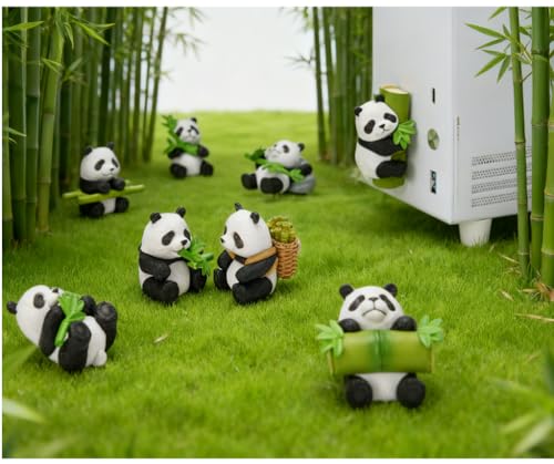 Set de 8 imanes decorativos 3D panda para refrigerador miniatura 2