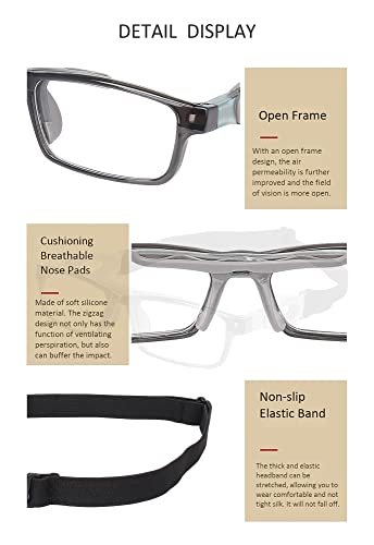 Soogree Sport Safety Goggles Glasses Racquetball Basketball Goggles Sports Eyewear Protective Glasses Lens Replaceable Scratch Resistant Protective Eyewear (8040 Gray Frame Gray Pad) #TOP4