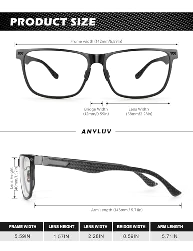 Image of ANYLUV Blue Light Glasses Men, Relieve Eyestrain and Eye Protection, Al-Mg Metal Computer Blue Light Blocking Glasses