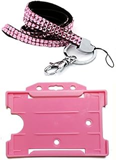 Customcard ltd BlingHolderPink Diamante Rhinestone Lanyard with Open Face ID Card Holder - Pink