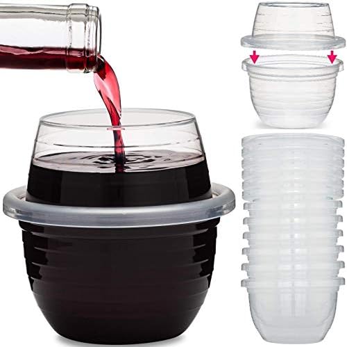 HaloVino | Dishwasher Safe, Stemless Stackable Wine Glasses | Plastic, Shatterproof, Unbreakable | Reusable & Recyclable, Not Disposable | For Outdoor Parties & Receptions | 12 oz