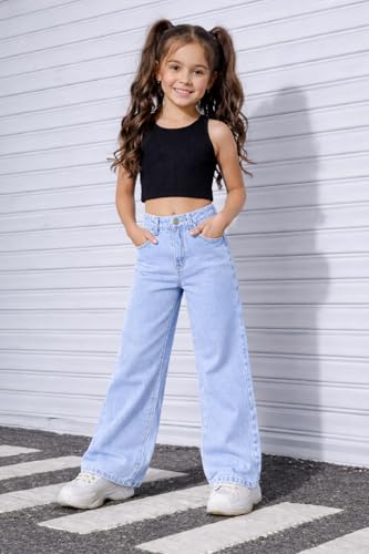 Image of ADBUCKS Stretchable Denim Fabric High Rise Straight Fit Jeans for Girls