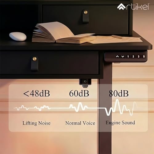 Image of ARTIKEL Valor Electric Height Adjustable Standing Desk with Storage Drawers & Shelves| Sit-Stand Desk for Home Office |Ergonomic Workspace Table| 120 * 69CM|Weight Capacity 80KG|Black