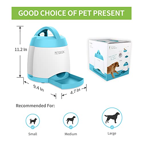 Recarregável – Dispensador automático de guloseimas para cães PETGEEK com controle remoto de botão –