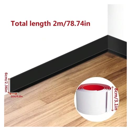 Rodapié de PVC flexible blanco de 2m x 8cm con tira autoadhesiva para suelo 3