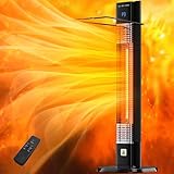1500W Outdoor Heater,Patio Heater with Remote, 3 Heat Levels, 24H Timer, Carbon Fiber Heating Tube, Tip-Over & Overheat Protection, Electric Space Heaters for Indoor,Outdoor,Garage,Backyard