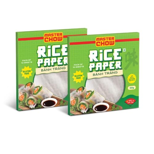 Image of MasterChow Rice Paper 100g | Gluten-Free Spring Roll Wrapper | Vegan, Preservative-Free | For Summer Rolls, Snacks & Asian Recipes (200g)