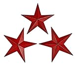 Bellaa 23554 Western Star Metal Wall Decor Inside Outdoor Texas Barn 3d Vintage Distressed Rustic Primitive Iron Steel Red 12 inch 3pcs