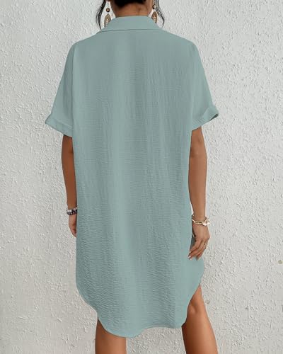 Image of Bsubseach Women Swimsuit Coverup Shirt Dress Button Down Bathing Suit Cover Up Beach Vacation Outfits