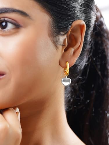 Image of 18K Gold Plated Heart Earrings for Women & Girls | Heart Hoops, Studs & Huggies | Waterproof and Anti Tarnish Jewellery | Valentines Gift for Girlfriend | Gifts for Women | 1 Year Warranty*