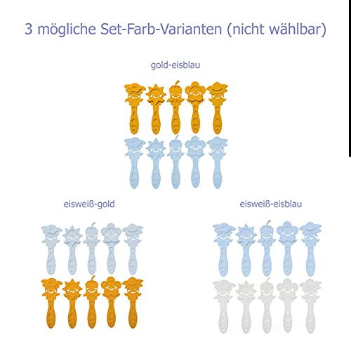 3DREAMS 10er Set Bio-Kunststoff Eisstiele Flowers - Ideal für selbstgemachtes Eis und Joghurt-Eis am Stiel - Blumen-Design, Wiederverwendbar und Leicht zu Handhaben