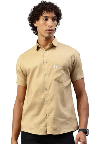 Image of Majestic Man Men Slim Fit Pure Cotton Solid Half Sleeve Casual Shirt