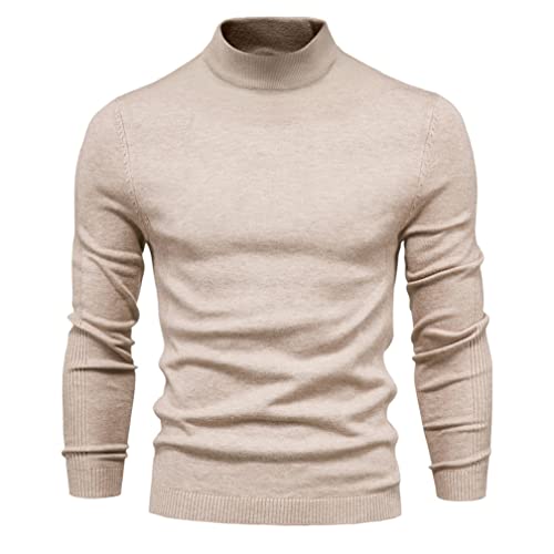 Mens SweaterSlim Fit Turtleneck Sweater Ribbed Knitted High Neck Pullover Sweaters Warm Knit Cardigan
