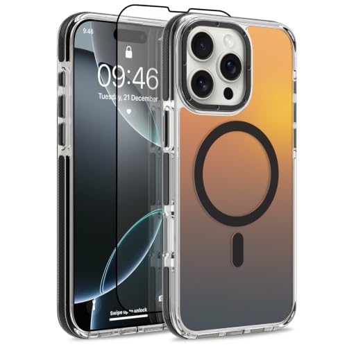 Image of Magnetic Case for iPhone 16 Pro Max [Compatible with Magsafe] [Cute Fashion Fluorescent Design] [1 Screen Protector] Slim Translucent Matte Case for iPhone 16 Pro Max 6.9 inch 2024, Black