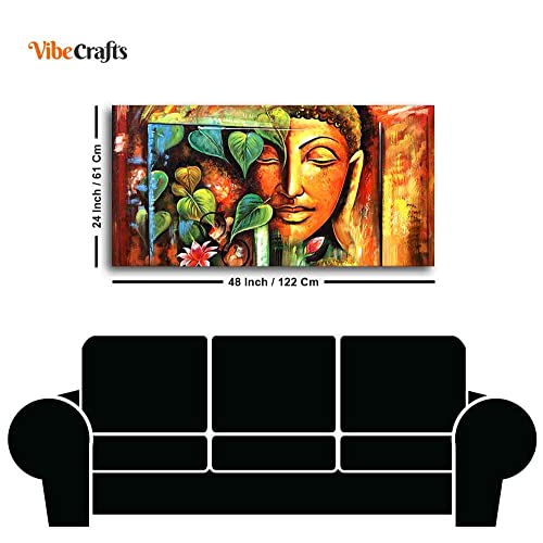 Image of VIBECRAFTS Canvas Paintings for Living Room Drawing Room Divine Gautam Buddha Face Canvas Wall Painting Fitted With Wooden Frame For Home | Office | Living Room | Gift (PTVCH 2493)