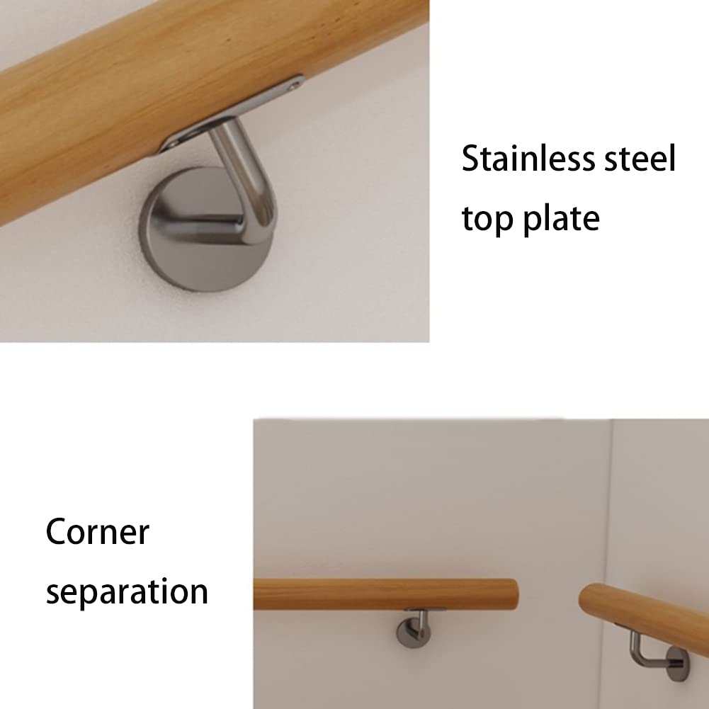 Corrimano in Legno Massello Ringhiera per Scale Antiscivolo di Sicurezza Kit Completo Moderno Passamano per Interni,Corrimano per Giardino di Casa (60cm)