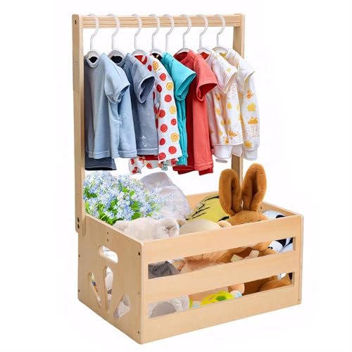 Singring Wooden Baby Shower Crate Closet, Baby Basket with Handle, Baby Storage Crate Hamper, Welcome Gift Basket for Newborn Boys Girls, Basket for Baby Shower Gifts New Parents