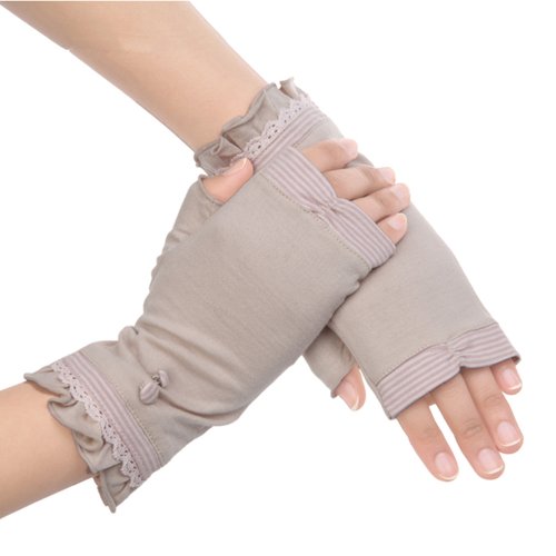 Kenmont - Guantes de Verano para Mujer, protección UV, de Encaje, de algodón, Color Rosa