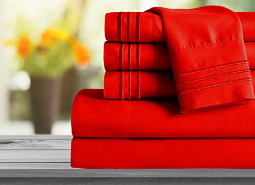 Image of Mocassi Hotel Luxury 1800 Thread Count Bedding Pillowcases King Size Set of 2 - Pillow Covers - Pillow Protector - Cooling Pillowcases (Set of 2 King Size 20 inch x 40 inch, Red)
