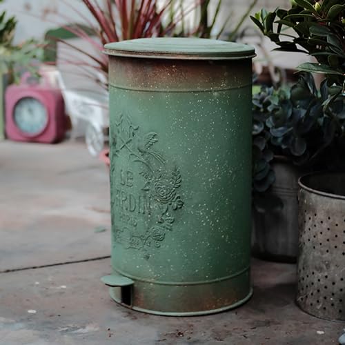 Image of Outdoor Dog Poop Trash Can with Lid-15L /4 Gal,Commercial Outdoor Retro Metal Garbage Can with Foot Pedal,Perfect for Shopping Mall,Office,Pets Park,Backyard