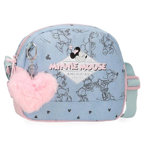 Disney Joumma Bags Minnie American Darling Federmäppchen, Umhängetaschen, blau und rosa, Perfekt zum Organisieren und Tragen von Bleistiften und Stiften, mehrere Fächer., Blue, shoulder bag