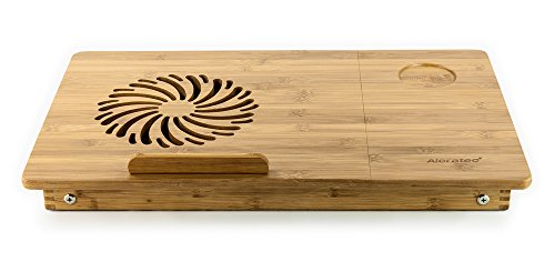 Aleratec Natural Bamboo Tablet And Laptop Stands Up To 15-Inch | Lap Desks Cooling Stand With Fan | Table Desk | Computer Workstations | Bed Table Tray For Home Or Office #TOP2