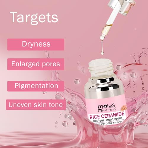 Image of Globus Naturals Rice Ceramide Revival Face Serum, Enriched with Coffee & Walnut, For Glass Skin, 30 ml