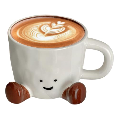 Taza de café de cerámica, taza con pies, tazas de cerámica para niños adultos, decoración del hogar, cerveza, leche, café, té