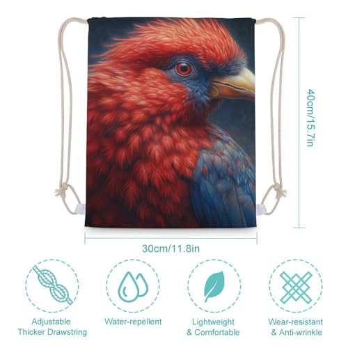 Drawstring Bag Backpack Watercolor Red Bird Sackpack Foldable String Bags Sports Gym Bag for Shopping Yoga2