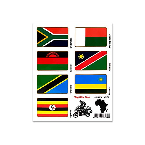 4R Quattroerre.it Sticker Flag Ride Tour Africa 1 for Bike Cases, 16 x 13.5 cm