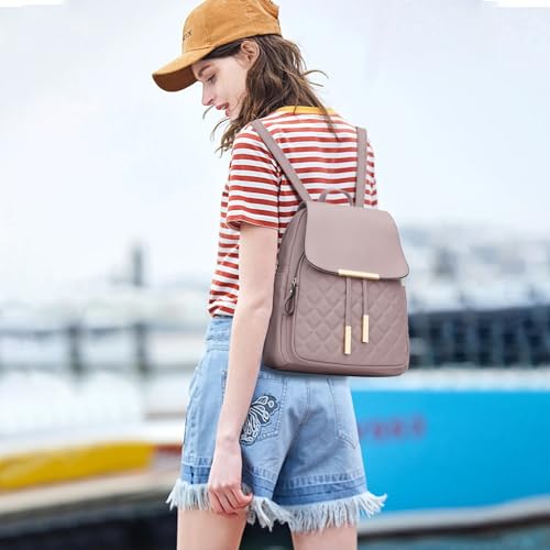 KKXIU Quilted Trendy Leather Backpack Purse for Women Teen Girls Ladies Shoulder Travel Daypacks Bags - Image 3