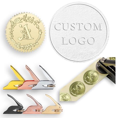 Book Embosser Personalized - Custom Book Stamp, Library Stamp, Official Seal,Ex Libris with Name, Letter,Initial, Logo for Weddings, Libraries, Teach, Arts (Personalization A)