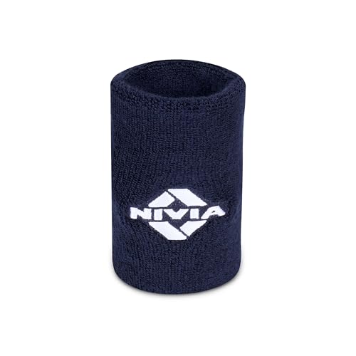 Image of Nivia Sweatband for Men & Women, Wristbands for Tennis, Basketball, Running, Sweat Band for Gym & Athletes (Large, Navy)