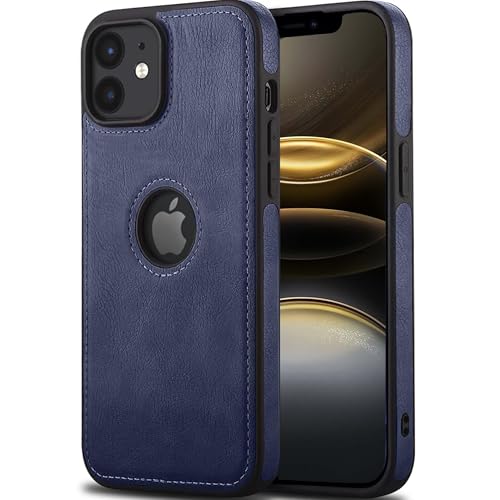 Image of Leather Case for Apple iPhone 12 Mini Premium Protective Stylish Slim Cover with Shockproof Raised Edges Blue