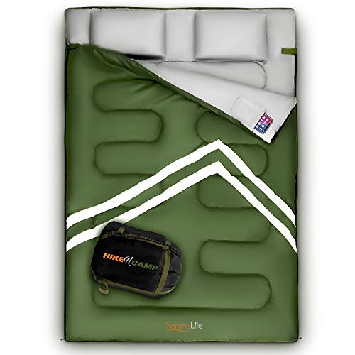 SereneLife Backpacking Sleeping Bag Camping Gear - Double Sleeping Bag for Adults/Teens w/