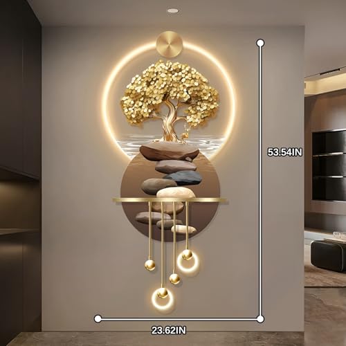 3D LED bonsai lampa ścienna - nowoczesna dekoracyjna rzeźba do salonu, korytarza i wejścia - lampa naścienna (wys.) 60 x 136 cm - wyjątkowa dekoracja domu
