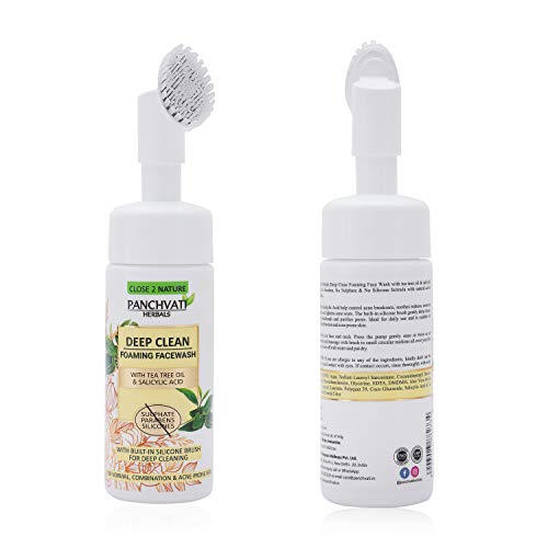 Image of PANCHVATI Foaming Face Wash with Built-In Face Brush for Deep Cleansing, 150 ml - No Parabens, No Sulphate, No Silicones & Color