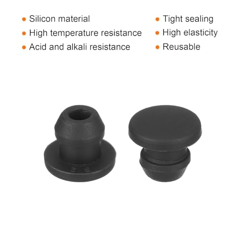 Image of MECCANIXITY Silicone Snap in Locking Hole Plugs,Rubber Panel Seal Cover Flush Type Panel Round for Kitchen Rubber Bulkheads Waterproof Sealing Plugs 5mm /0.2 Inch Diameter Black,Pack of 50