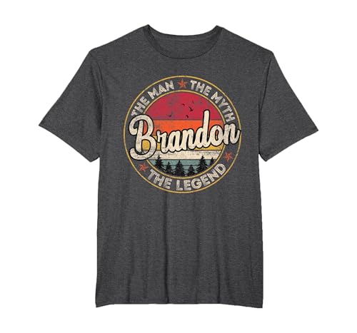 Brandon The Man The Myth The Legend Personalized Name T-Shirt, Men's Big and Tall, Dark Heather Grey, 2X Tall