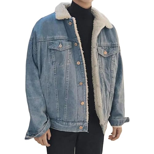 Chaqueta de mezclilla para hombre DGHM-JLMY, acolchada con sherpa miniatura 1